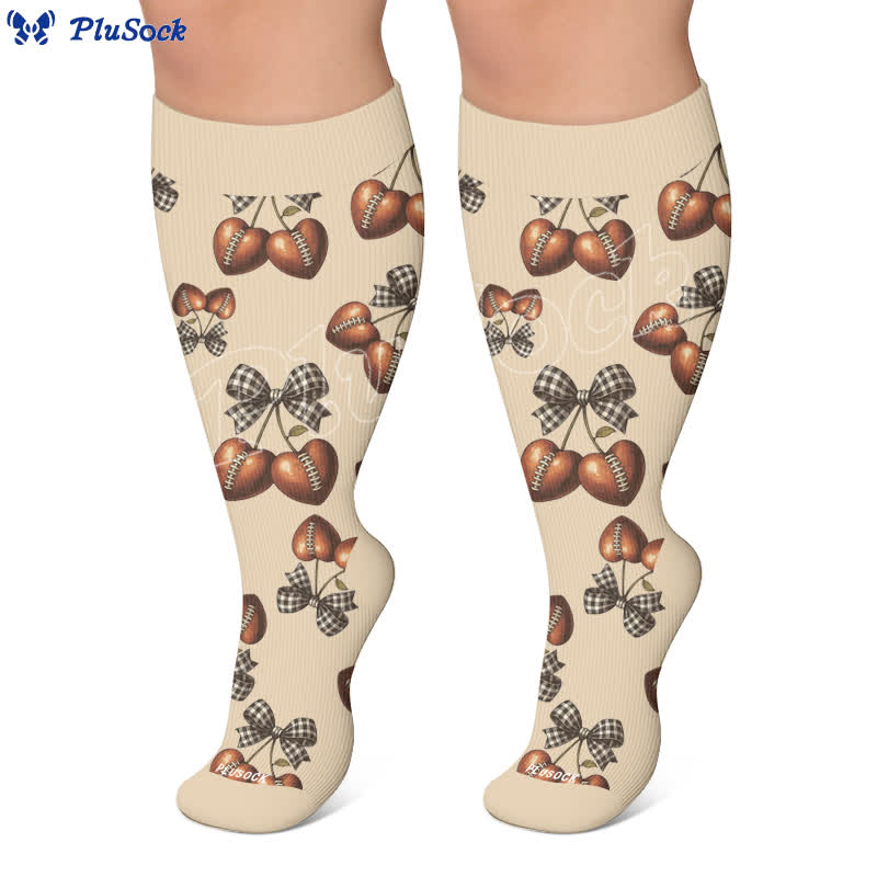 Plusock Plus Size Baseball Bow Ribbed Compression Socks - image 7