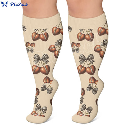 Plusock Plus Size Baseball Bow Ribbed Compression Socks - image 7