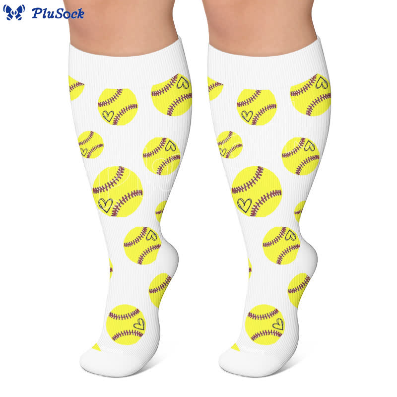 Plusock Plus Size Baseball Bow Ribbed Compression Socks - image 6