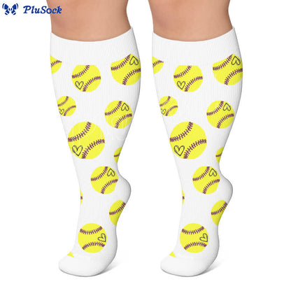 Plusock Plus Size Baseball Bow Ribbed Compression Socks - image 6