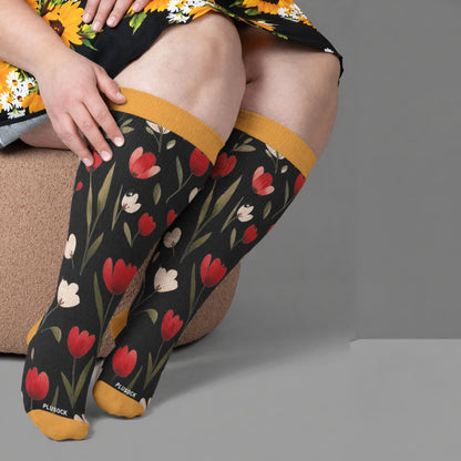 Plusock Plus Size Strawberry Vine Compression Socks - Yellow(1 Pair) - 4XL - image 2