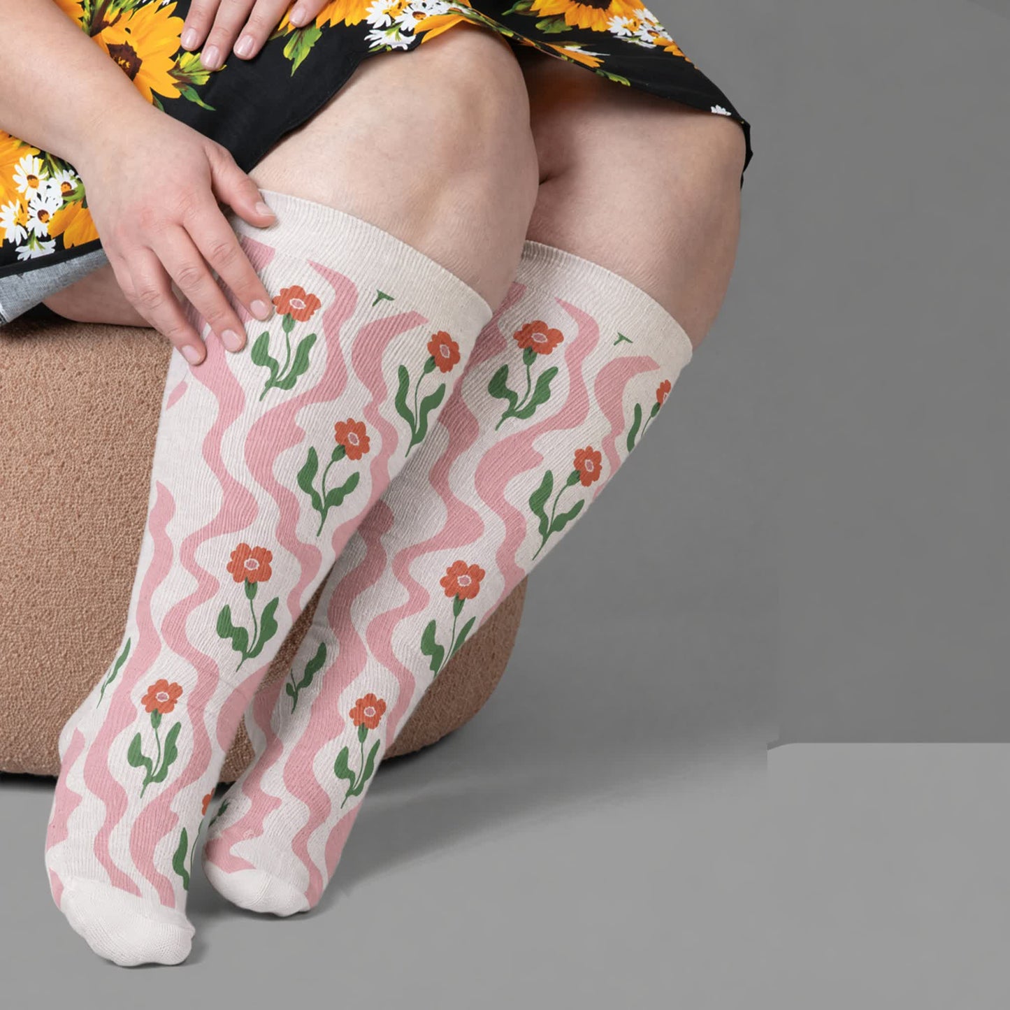 Plusock Plus Size Strawberry Vine Compression Socks - White(1 Pair) - 4XL - image 3