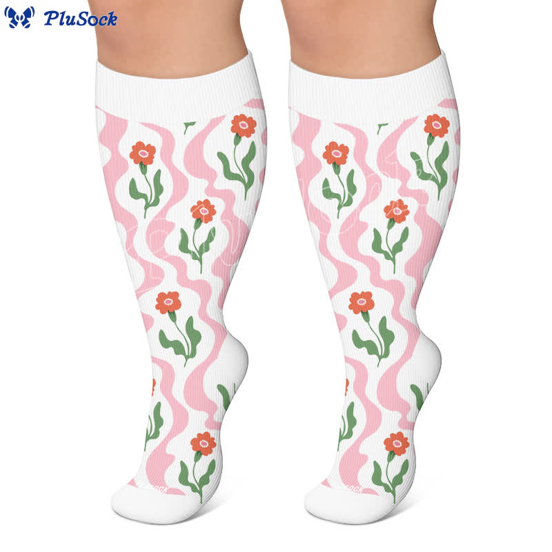 Plusock Plus Size Strawberry Vine Compression Socks - image 7
