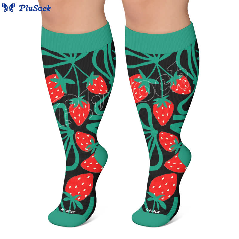 Plusock Plus Size Strawberry Vine Compression Socks - image 5