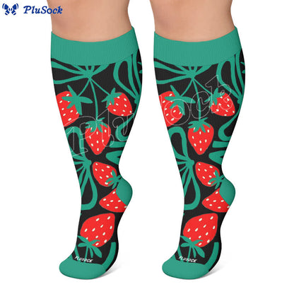 Plusock Plus Size Strawberry Vine Compression Socks - image 5