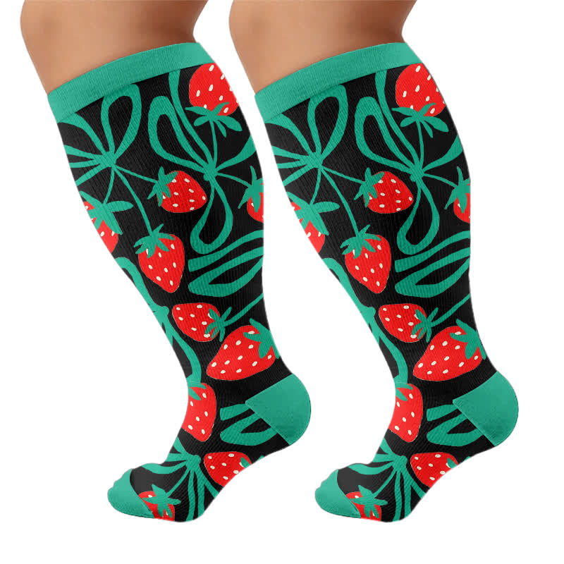 Plusock Plus Size Strawberry Vine Compression Socks - image 8