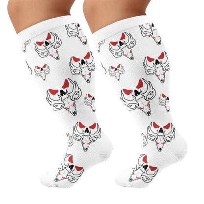 Plusock Plus Size Western Bull Skull Compression Socks - image 5