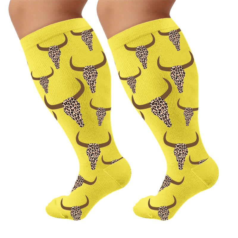 Plusock Plus Size Western Bull Skull Compression Socks - image 6