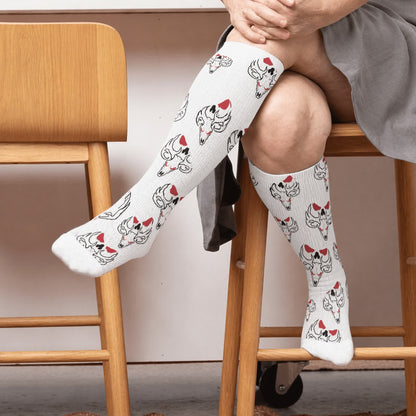Plusock Plus Size Western Bull Skull Compression Socks - White(1 Pair) - 4XL - image 1