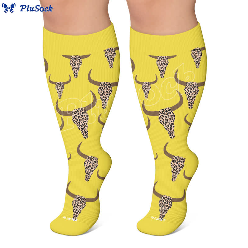 Plusock Plus Size Western Bull Skull Compression Socks - image 9