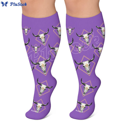 Plusock Plus Size Western Bull Skull Compression Socks - image 10