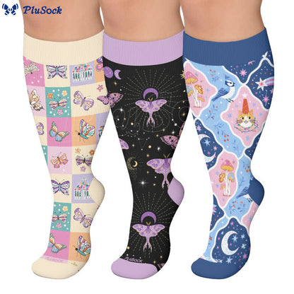Plusock Plus Size Pastel Butterfly Compression Socks - image 0