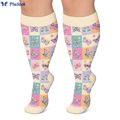 Plusock Plus Size Pastel Butterfly Compression Socks - image 5