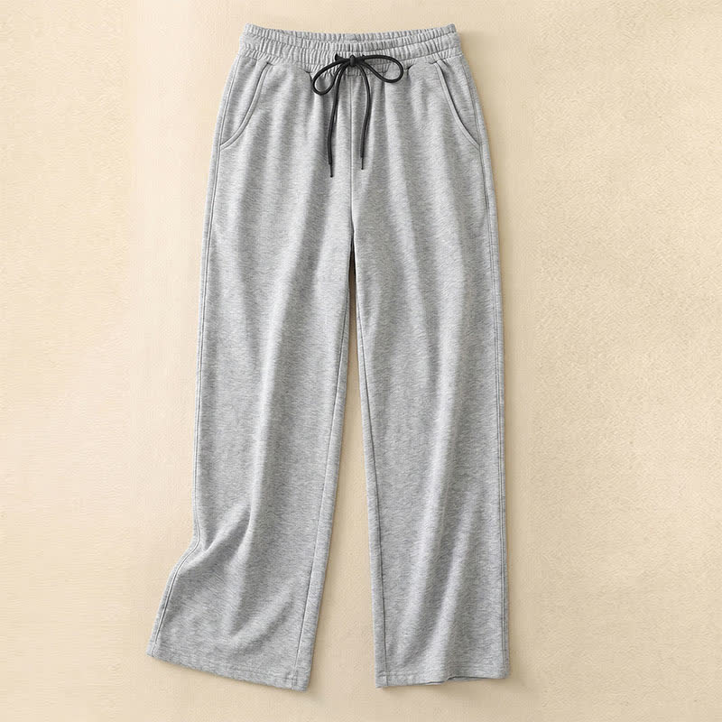 Plusock Drawstring Elastic Waist Wide Leg Lounge Pants - Light Gray - 5XL - image 1
