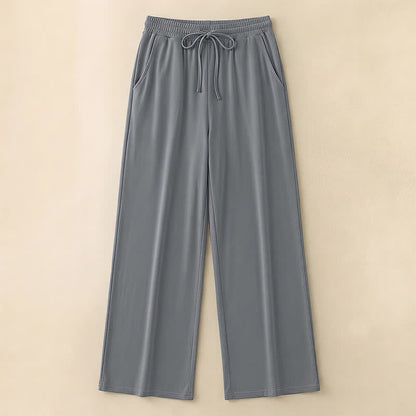 Plusock Drawstring Elastic Waist Wide Leg Lounge Pants - Dark Grey - 5XL - image 4