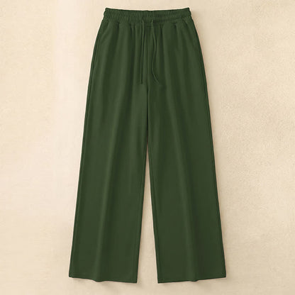 Plusock Drawstring Elastic Waist Wide Leg Lounge Pants - Army Green - 5XL - image 2