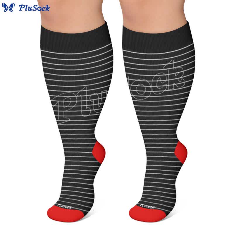 Plusock Plus Size Rainbow Stripe Compression Socks - image 7