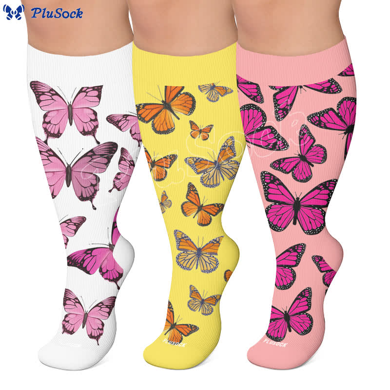 Plusock Plus Size Sweet Butterfly Compression Socks - image 0
