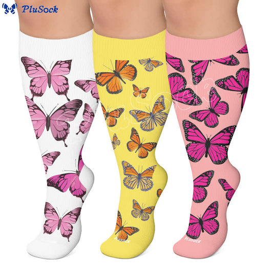 Plusock Plus Size Sweet Butterfly Compression Socks - image 0