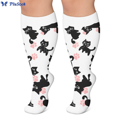 Plusock Plus Size White Cat Paw Compression Socks - image 5
