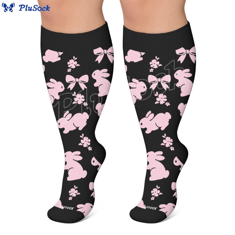 Plusock Plus Size White Cat Paw Compression Socks - image 6