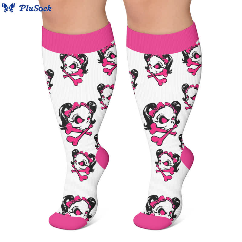Plusock Plus Size Kawaii Skull Compression Socks - image 5