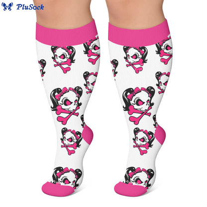 Plusock Plus Size Kawaii Skull Compression Socks - image 5