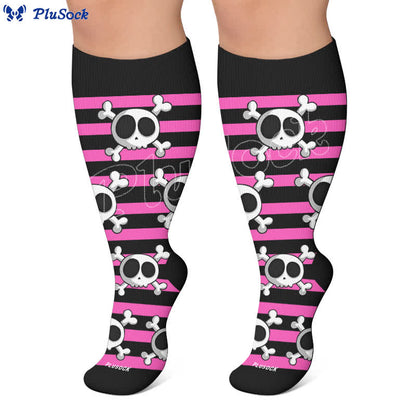 Plusock Plus Size Kawaii Skull Compression Socks - image 6