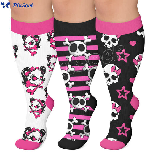 Plusock Plus Size Kawaii Skull Compression Socks - image 0
