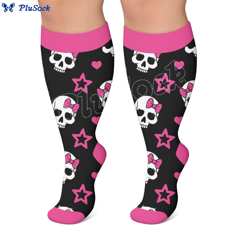 Plusock Plus Size Kawaii Skull Compression Socks - image 7