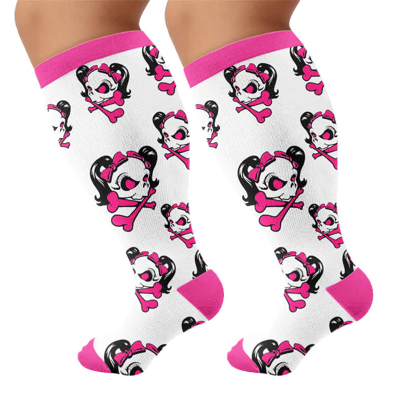 Plusock Plus Size Kawaii Skull Compression Socks - image 8
