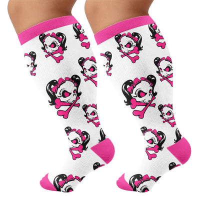Plusock Plus Size Kawaii Skull Compression Socks - image 8