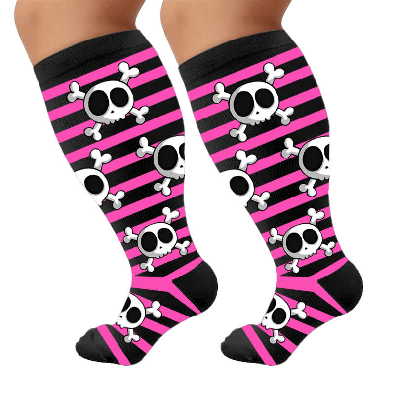 Plusock Plus Size Kawaii Skull Compression Socks - image 9