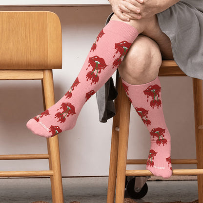 Plusock Plus Size Dripping Lips Compression Socks - Pink(1 Pair) - 4XL - image 1
