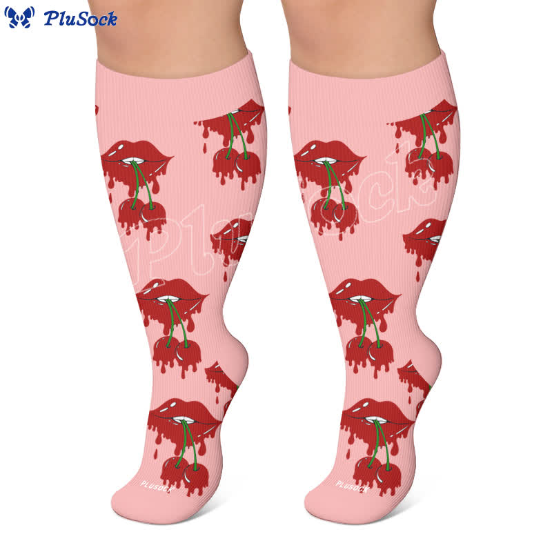 Plusock Plus Size Dripping Lips Compression Socks - image 5