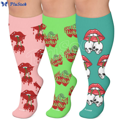 Plusock Plus Size Dripping Lips Compression Socks - image 0