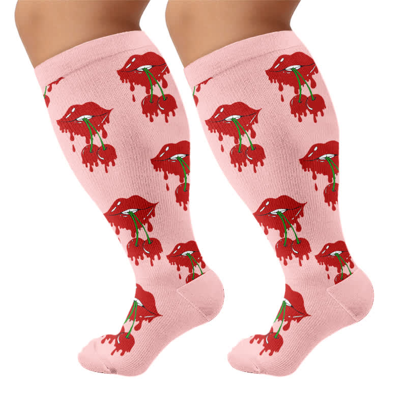 Plusock Plus Size Dripping Lips Compression Socks - image 8