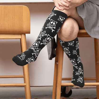 Plusock Plus Size Gothic Cat Compression Socks - Black(1 Pair) - 4XL - image 2