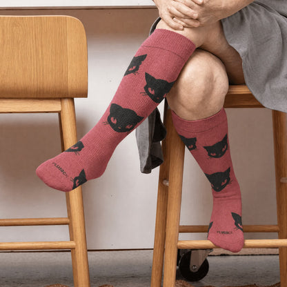 Plusock Plus Size Gothic Cat Compression Socks - Red(1 Pair) - 4XL - image 1