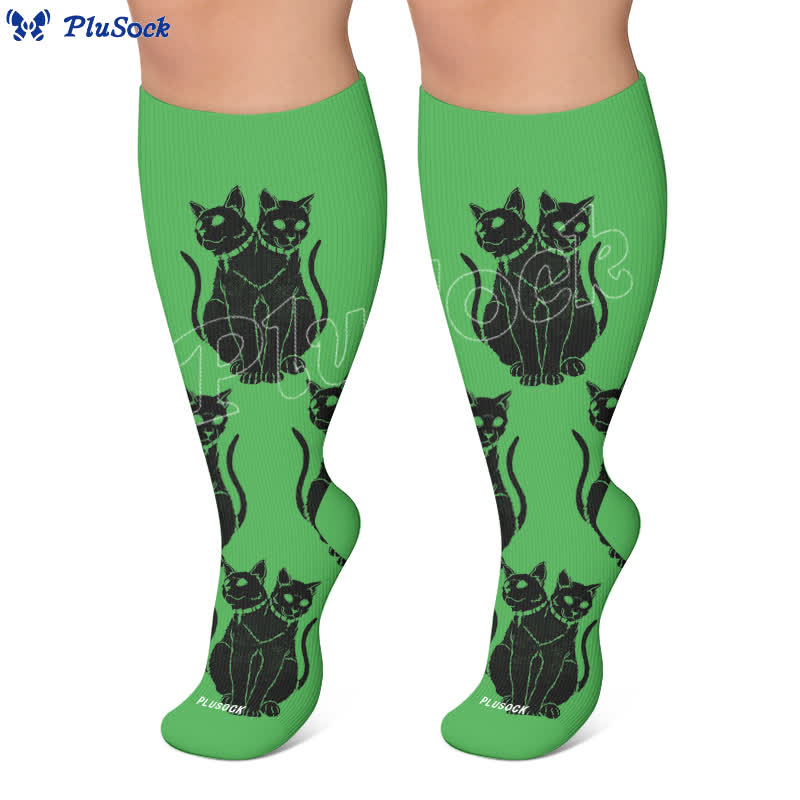 Plusock Plus Size Gothic Cat Compression Socks - image 7