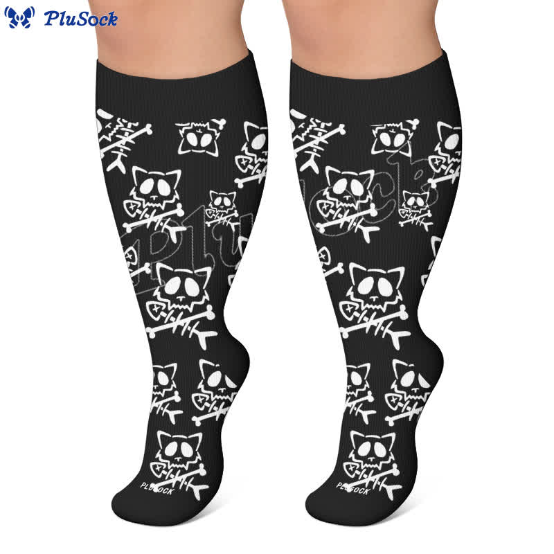 Plusock Plus Size Gothic Cat Compression Socks - image 6