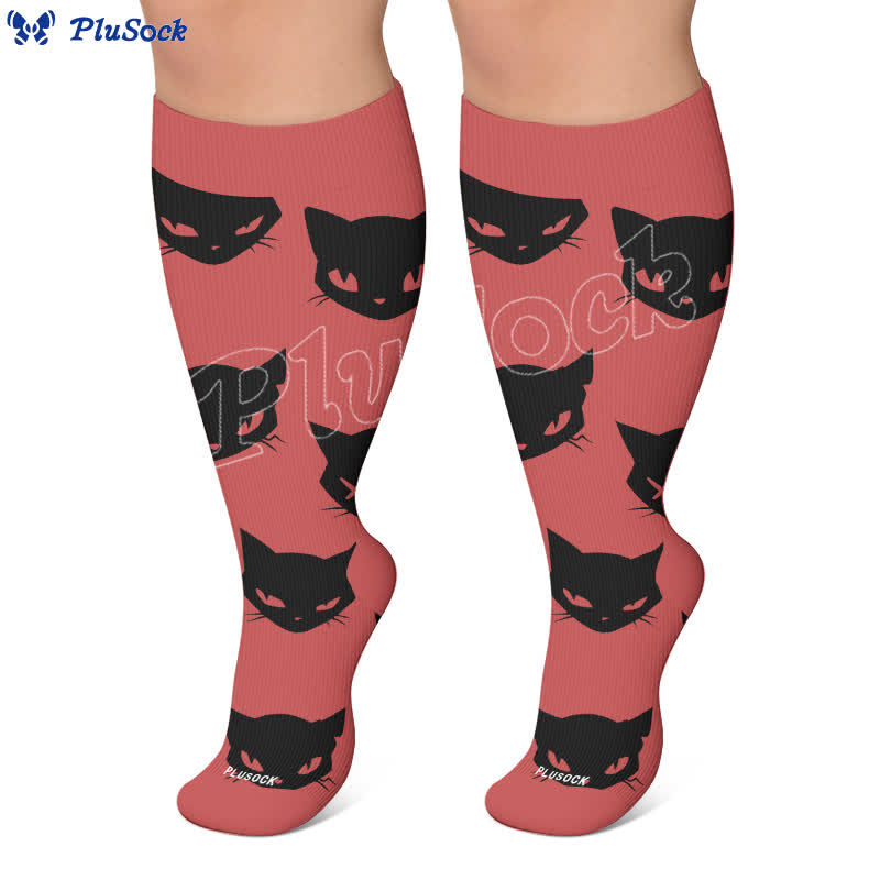 Plusock Plus Size Gothic Cat Compression Socks - image 5