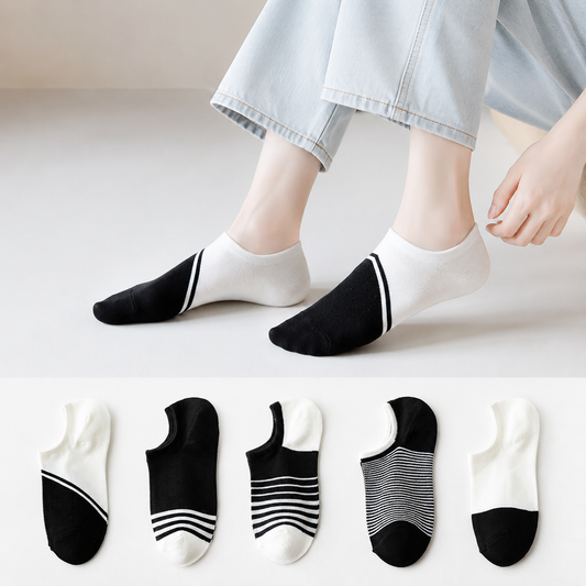 Plusock Bamboo Colorblock No Show Socks(5 Pairs) - Multicolor - EU39-44(US5-10) - image 0