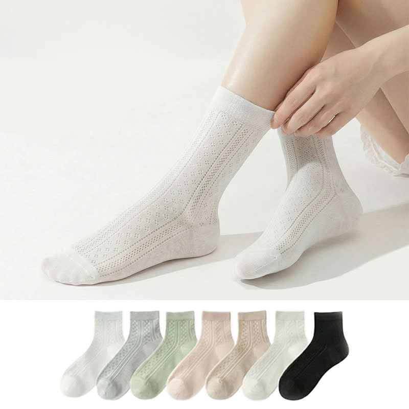 Plusock Breathable Air Mesh Quarter Socks(7 Pairs) - Multicolor - EU36-40(US3-7) - image 0