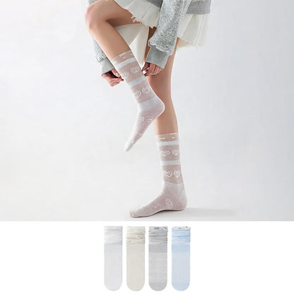 Plusock Sheer Bow Pattern Quarter Socks(4 Pairs) - image 0