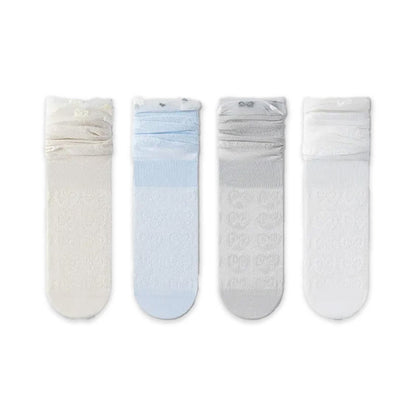 Plusock Sheer Bow Pattern Quarter Socks(4 Pairs) - Multicolor - EU36-40(US3-7) - image 11