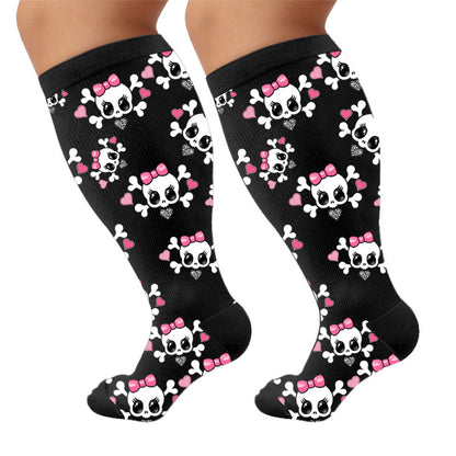 Plusock Plus Size Kawaii Skull Bow Compression Socks - image 10