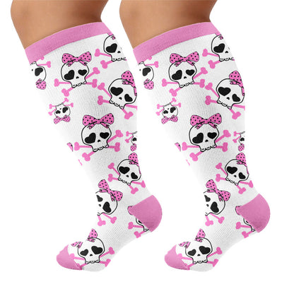 Plusock Plus Size Kawaii Skull Bow Compression Socks - image 8