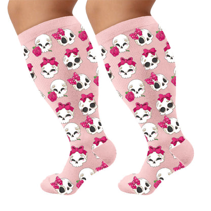 Plusock Plus Size Kawaii Skull Bow Compression Socks - image 9