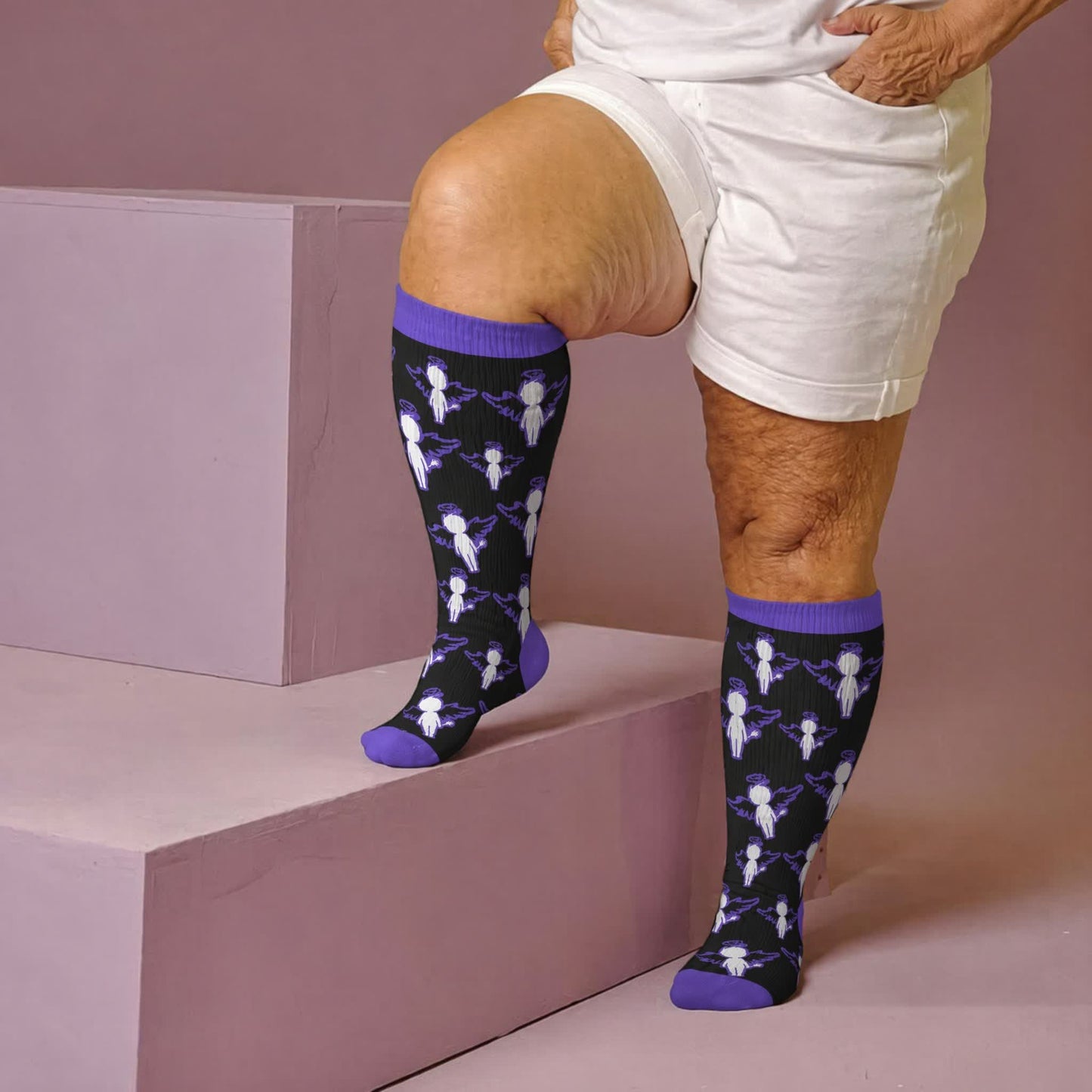 Plusock Plus Size Dark Fairy Compression Socks - Blue(1 Pair) - 4XL - image 2